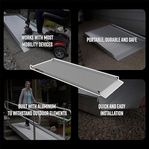 EZ-ACCESS - Portable Wheelchair Ramp and Aluminum Ramp with Handrails - Heavy Duty Mobility Device, Handicap Ramp with Solid Surface for Steps and Handrails for Transport and Storage - 3G 3-Foot - size: 36 Inch (Pack of 1), style: Ramp Only