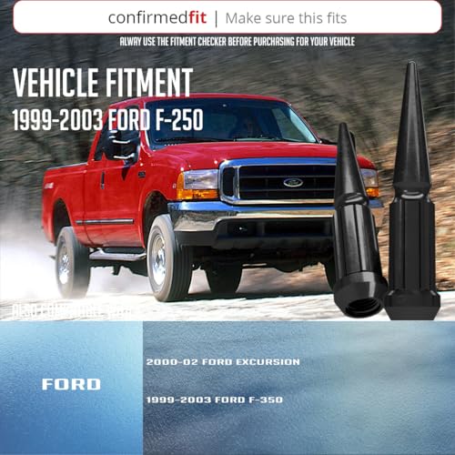 Wheel Accessories Parts 32 Pcs M14x2 14x2 Thread Spike Spline 4.40" Long Lug Nuts Black Chrome Truck Spline Hex Fits Ford Excursion F-250 F-250 350 Super Duty - color: Black, size: M14 x 2.0, style: 1999-03 Ford F250 F350 Excuresion