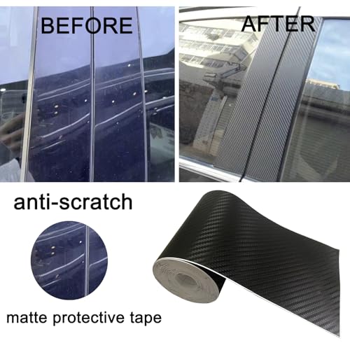 Carbon Fiber Vinyl Tape for Black Out Chrome Delete Window Trim with Tool Kit, Black Vinyl Wrap Tape Roll, Self-Adhesive Car Chrome Door Trim Delete Tape DIY Film (4 inches x 30 feet) - size: 4 inches x 30 feet