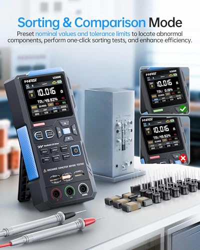FNIRSI LC1020E 100kHz LCR Meter, 19,999 Counts Resistor Inductor Capacitor Tester, Auto Component Detect, Measures ESR/Q/D/θ/X, 2.8” Color TFT, Dual Parameter Display, Sorting & Open/Short Calibration
