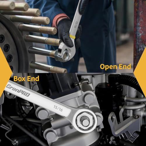 GRENPRO 7PC SAE Large Combination Wrench Set 15/16" To1-1/4 With Color Ring - style: SAE Wrench Set Large With Color Ring