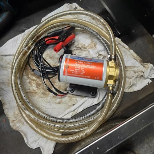 SEAFLO 12V Self Priming Impeller Gear Pump - 3.2 GPM Oil Change Diesel Fuel Transfer Pump, Reversible Flow, Copper Impeller, Rugged Metal Gears, 4 Year Warranty