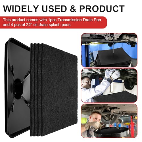 17892 Transmission Drain Pan for Lisle and 4 Pcs 22'' Oil Drain Splash Pad