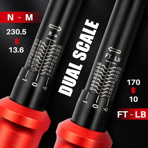 1/2-Inch Drive Click Torque Wrench-10-170 Ft-Lb for Car Motorcycle - size: 1/2"DR. 10~170 FT-LB