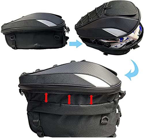 Motorcycle Tail Bag,Waterproof Seat Bag,Dual Use Backpack With Cargo Net - color: Black(Tailbag)