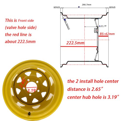 Lawn Mower 12x10.5 WHEEL RIM 5/4.5 for Zero Turn Riding Garden Lawn Mower