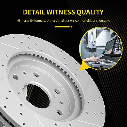 Front and Rear Drilled & Slotted Disc Brake Rotors Set for 2006-2010 Chevy Impala, 2006-2007 Chevy Monte Carlo