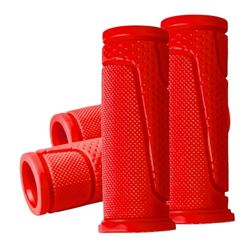4 PCS Kids Bike Handlebar Grips | Black + Color Combo | 8 Options | Non-Slip 22.2mm 90mm Bicycle Grips for Kids Bikes & Scooters - color: Black + Red