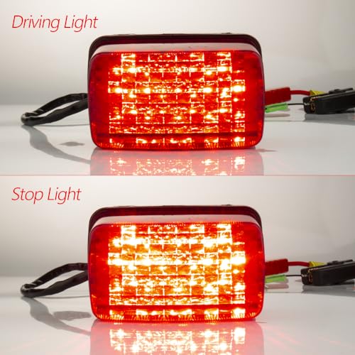 ATV LED Tail Light Aftermarket Taillight 5KM-8472C-10-00 Compatible with Yamaha Rhino Kodiak Grizzly Big Bear Bruin Wolverine Viking (Red Lens) - color: Red Lens