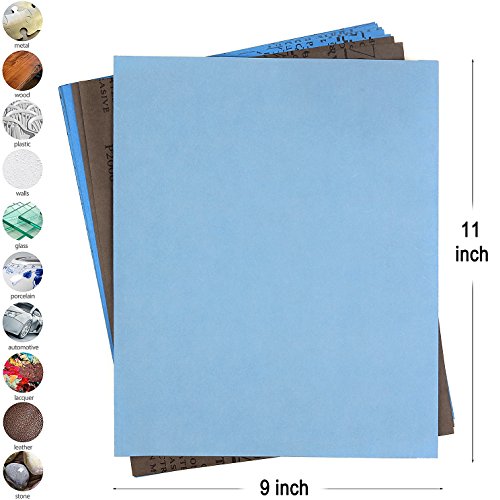 9x11 inch 16 Sheets Sandpaper, Wet or Dry 2000-10000 Grit 8 Assortment Sand Paper, Extra Fine Abrasive Pads for Automotive Sanding, Wood Turing Finishing, Metal Furniture Polishing and More - color: 10pcs (2000 to 10000)