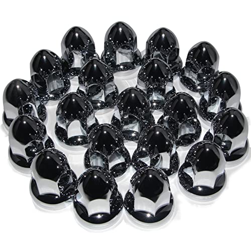 iBroPrat 33mm Chrome Lug Nut Covers Push On ABS Plastic Bullet Flanged 40PC - size: 40PCS