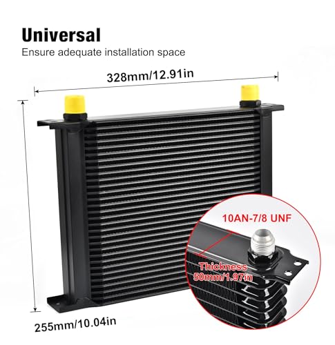 EVIL ENERGY 30 Row Oil Cooler, 10AN Stacked Plate Transmission Engine Cooler Universal British Radiator Aluminium Black - size: 30 Row