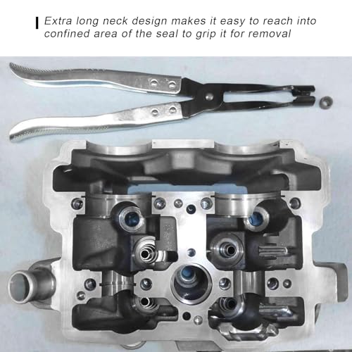 Car Valve Seal Pliers, 27cm/10.5in Valve Stem Seals Removal Tool with Ergonomic Grip, Narrow Access Oil Seal Pliers for Motorcycle ATV Small Engine Vehicle, Car Accessories