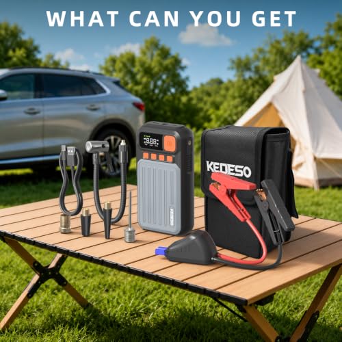 Car Jump Starter with Air Compressor Battery Jumper Starter Portable - color: Orange