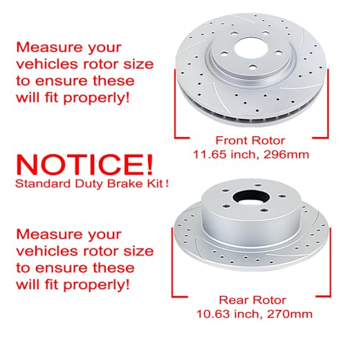 Acinoparts Front (11.65 inch) and Rear (10.63 inch) Brake Kit for Chevy - size: HMBK21501
