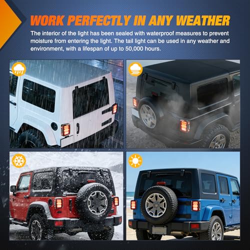 Nilight JK Tail Light LED For 2007-2018 Jeep Wrangler JKU DOT APPROVED - color: JK 2007-2017 Tail Light