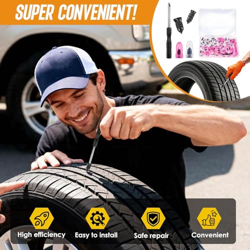 Tire Repair Kit – 101 PCS Spiral Rubber Nails with Screwdriver - size: 100 pcs