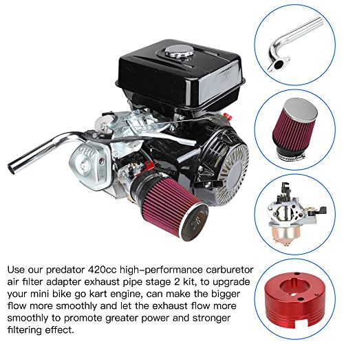YOXUFA 420cc Carburetor Stage 2 Assembly for Predator 420 301cc 389cc GX390 GX270 GX240 Engine Mini Bike Go Kart Parts - size: 420 Exhaust Kit With Carb