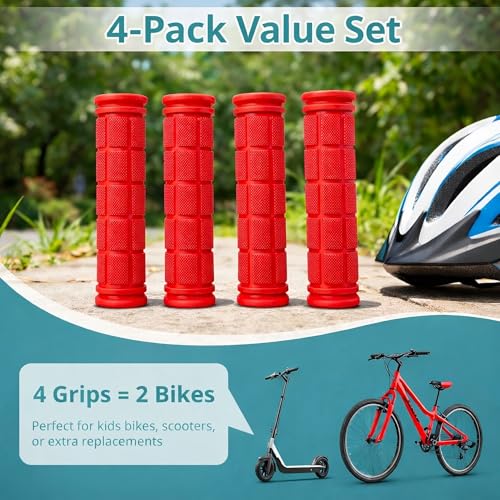 CHUNZEXI 4 PCS Rubber Bike Handlebar Grips - color: Red