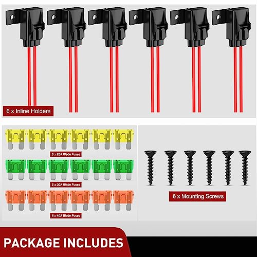 Nilight 6PCS Inline Fuse Holder 12AWG Waterproof ATC/ATO Blade Holder - color: 18Pcs Fuses + 12AWG Holder 6