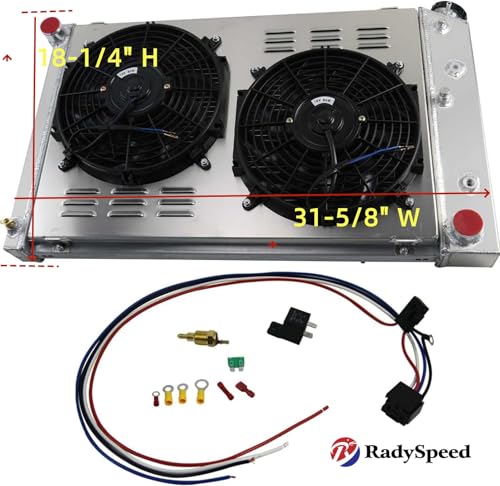 4 Row Aluminum Radiator&Shroud&Fans For Chevy 70-81 Camaro / 78-87 Monte Carlo, Replacement Radiator, aluminum radiator
