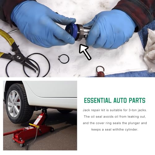 17 PCS Floor Jack Seal Kit, 3 Ton Rubber Hydraulic Jack Seal Complete Repair Set with Oil Filler Plug, Universal Horizontal Sealing O-Ring Replacement for Car SUV Truck Jacks