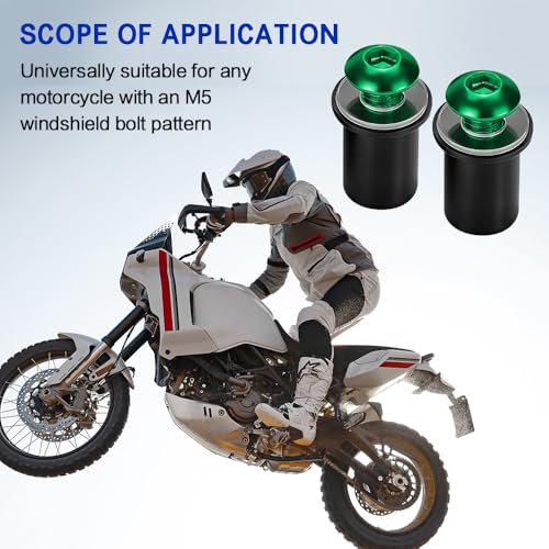 10PCS Motorcycle Windshield Bolts Screws Kit, Windshield Bolt, Windscreen Body Mounting Bolts Nuts Washers with Wrench, Aluminum Alloy Motorbike Windscreen Body Fasteners for Cars (Green) - color: Green