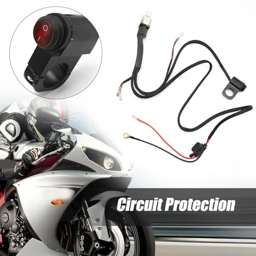2 Lead Light Bar Harness Kit, 7/8” Motorcycle Handlebar Switch, 12V 40A Relay Fuse Wire Harness Kit, Replacement for Motorcycle ATV Dirt Bike Scooter Lights