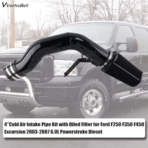 6.0 Powerstroke Cold Air Intake for 03-07 Ford F250 F350 F450 - color: BLACK - 6.0L (2003-2007)