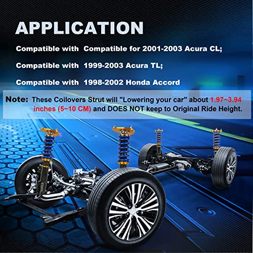 MOSTPLUS Full Coilovers Struts Compatible with 2001-2003 Acura CL/1999-2003 Acura TL/1998-2002 Honda Accord Adjustable Height Shock Absorber Assembly (Set of 4) - size: 1998-2002 Honda Accord
