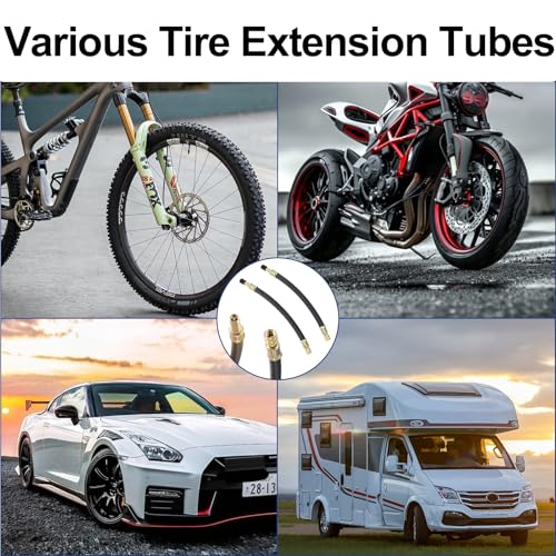 2Pcs Flexible Rubber Tire Valve Extension Hose