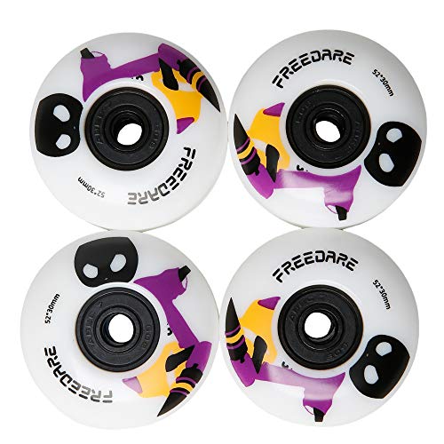 FREEDARE Skateboard Wheels 52mm and Bearings, Spacers Installed 92A for Street Tricks(Pack of 4) - color: pink/white