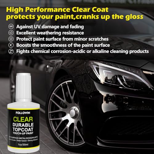 FOLLOWIN Automotive Clear Coat for Cars, Touch Up Clear Car Paint, 1 fl oz - color: clear