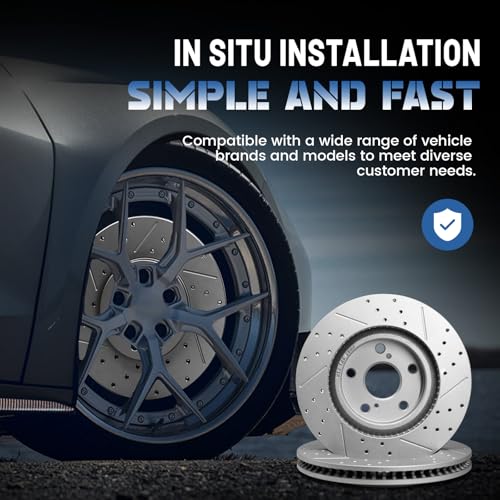 Front Rear Disc Brake Rotors 2 Pcs Drilled Slotted Brake Rotors Set Replacement for 2007 2008 2009 2010 Hyundai Elantra L4 2.0L Sedan