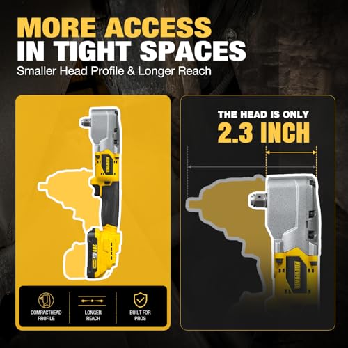 20V Brushless Right Angle Wrench, 1/2" Ratchet, 207 FT-LBS