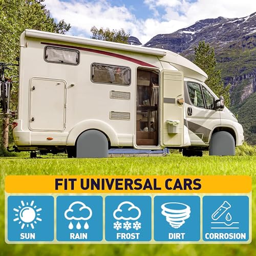 K-Musculo RV Tire Covers 2-Pack, Waterproof Wheel Covers for RV Wheel Travel Trailer Camper Truck SUV, Fit 24-26 Inch Tire Diameter (Gray) - color: Gray - 2Pack, size: (24''-26'') Dia