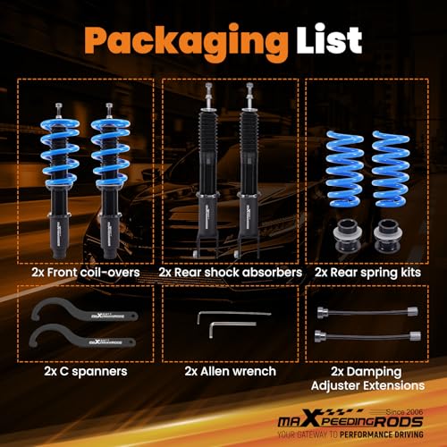 maXpeedingrods Coilover for Cadillac CTS/CTS-V AWD Sedan 2008-2014, for Cadillac CTS/CTS-V Wagon 2010-2014, 24 Levels Damper Adjustable Coilovers, Height Adjustable T6 Upgraded Lowering Kit Blue