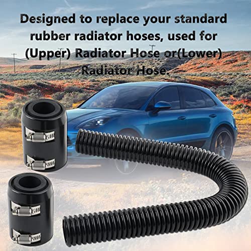 24" Flexible Radiator Hose Stainless Steel Coolant Radiator Hose - size: 24″-Black
