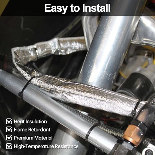 Heat Shroud Sleeve, 1/2” x 10FT Aluminized Fuel Line & Wire Heat Shield - size: 1/2" I.D. x 10FT