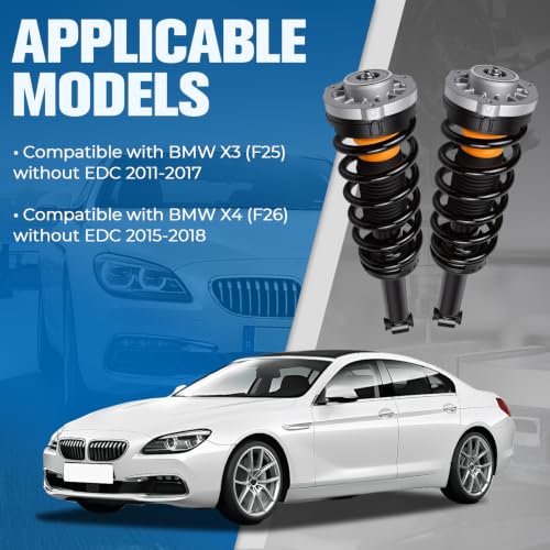 Pair Rear Suspension Shock Struts Absorber Assembly Assy without EDC Compatible with BMW X3 F25 2011-2017 for X4 F26 2015-2018 Replacement for 33526796422 33526796317