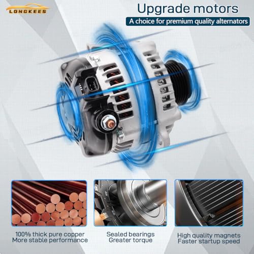 12V 130A Alternator, FIT 2011-2013 Honda Odyssey, FIT 2012-2015 Pilot, FIT 2012-2014 Ridgeline 3.5L V6, 6-Groove Pulley, Replaces OE# 31100-RV0-A01, 104210-1240, 11573
