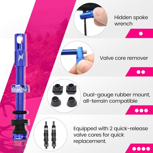 RideNow 45 mm Tubeless Presta Valve Stems, Ultralight Alloy, Blue, Pair - color: Blue, size: 45mm