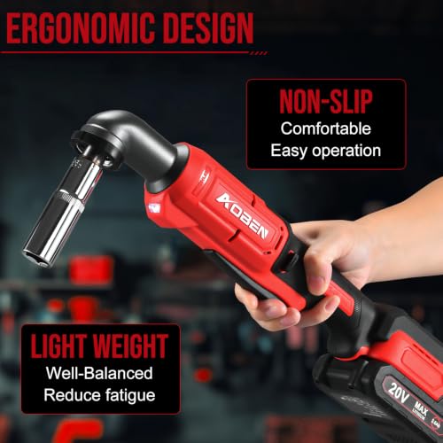 AOBEN 3/8" Brushless Right Angle Impact Wrench for Auto Repair &Tight Space - color: Venetian Red