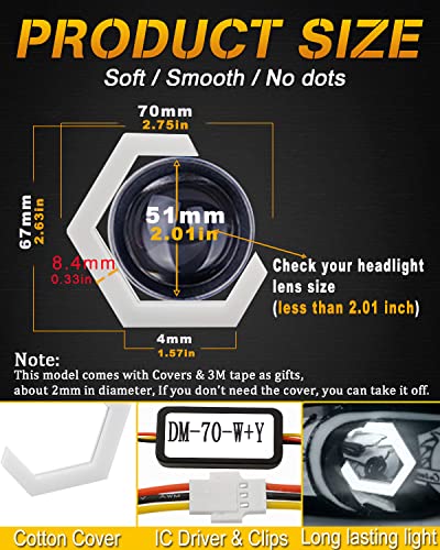 Qasim Hexagon Angel Eyes 70MM White DRL+Amber Turn Signal Light