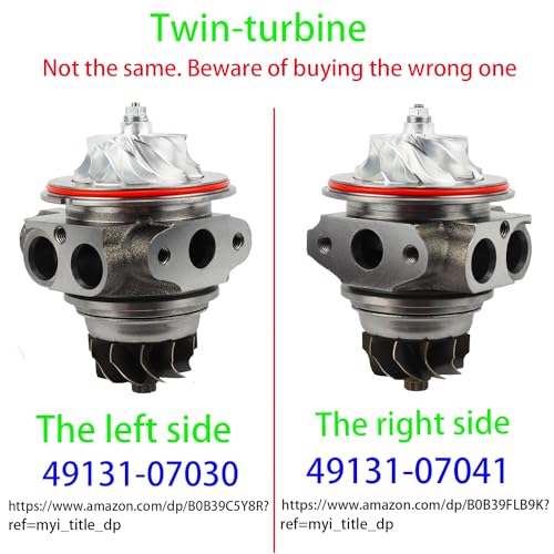 Billet Impeller 12 blades Upgrade Turbo Cartridge 49131-07030 Fit forTD03 N54 N54B30 135i 335i 535i 335xi 535xi 2007-2010 11657593016 11657649289 BMW 3.0L Turbocharger on the Left