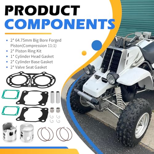 64.75mm Big Bore Forged Piston Ring Set Gaskets Kit for Yamaha Banshee 350
