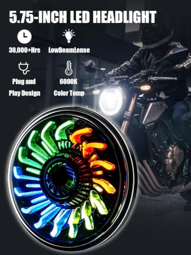 5.75 inch Motorcycle Headlight Chrysanthemum Petal DRL Compatible with 883 Iron Sportster Dyna Street Bob Low Rider Softail Springer - color: Chrysanthemums