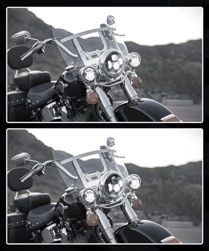 Upgraded Black 7 Inch LED Headlight & 4.5 Inch Fog Lights with Turn Signals, Headlamp Kit with Mounting Ring and 2 Adapter Harnesses Compatible with Harley Road King Electra Glide Ultra| DOT Certified - color: Upgraded Black