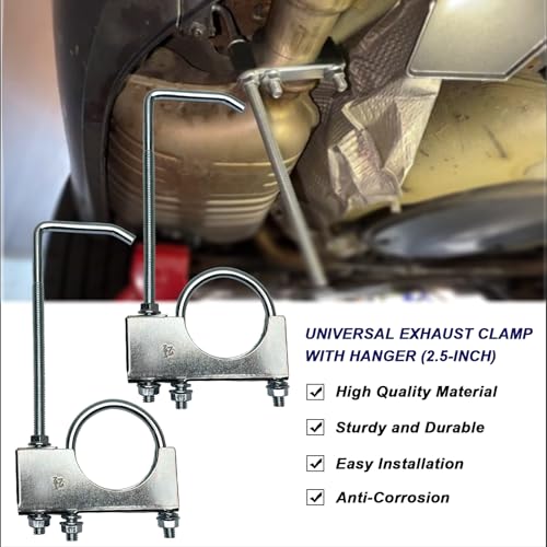 2.5" Exhaust Clamp With Hanger One-Piece Muffler Hanger, Pack of 2 - size: 2.5"-2 PACK(One-Piece)