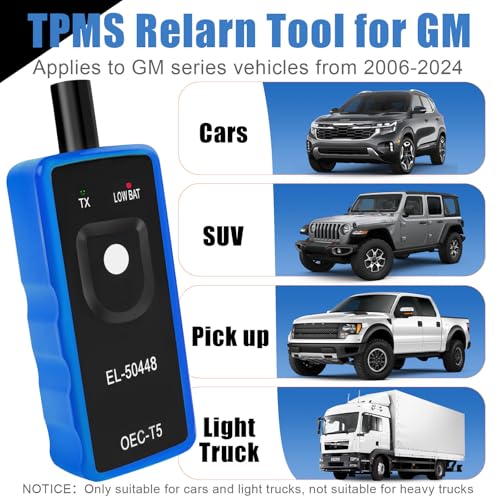 EL-50448 TPMS Relearn Tool with Battery, FIRSTOOL OEC-T5 TPMS Reset Tool TPMS Tire Sensor for GM, Auto TPMS Programming Tool, Tire Pressure Sensor Programming Tool for GM/Buick/Chevy Series Vehicles